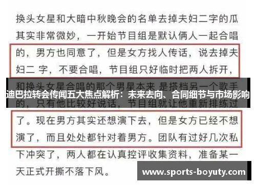 迪巴拉转会传闻五大焦点解析：未来去向、合同细节与市场影响